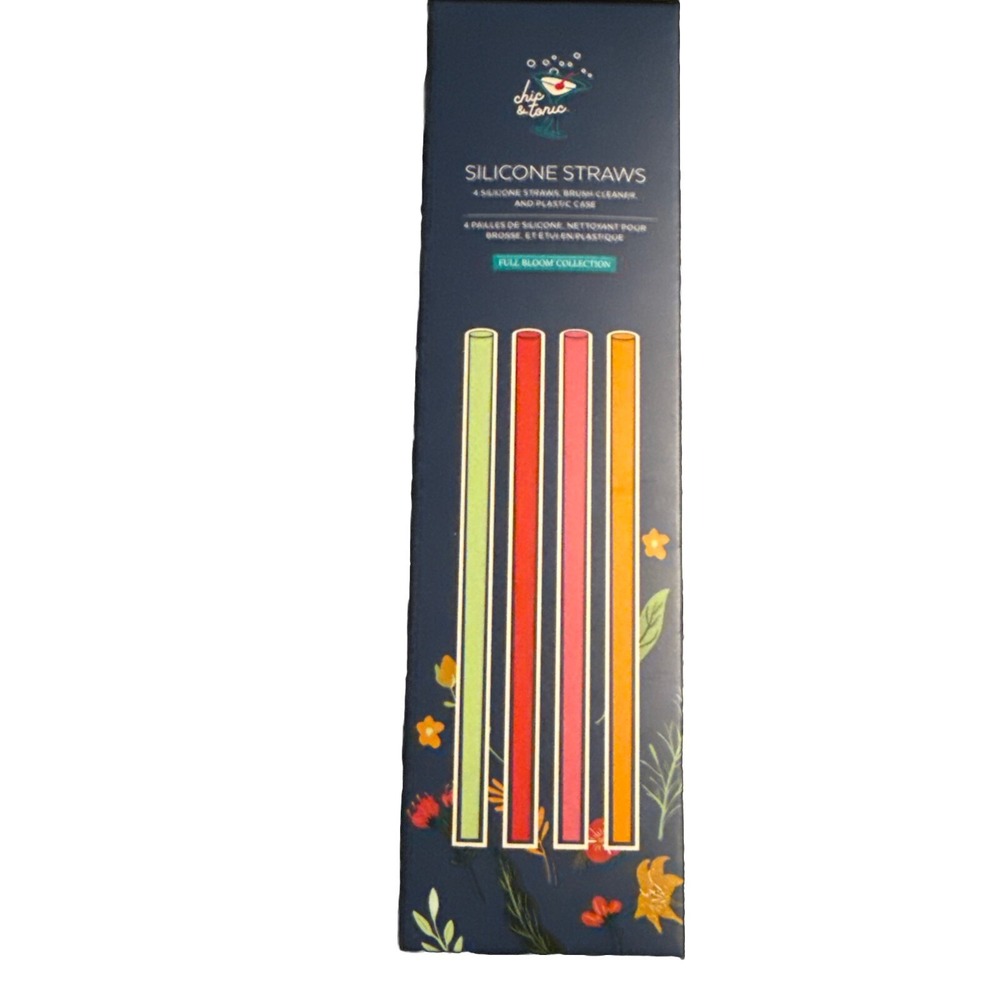 CHIC & TONIC SILICONE STRAWS.● NEW IN BOX‎